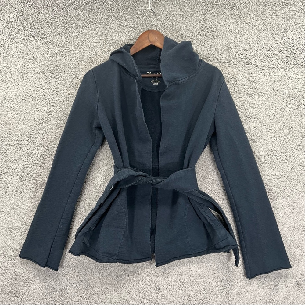 Lucky Brand Robe Sweater Hooded 100% Cotton Blue Women Size Small